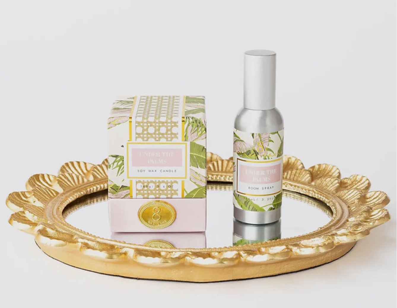 Gold Scalloped Oval Mirrored Vanity Tray