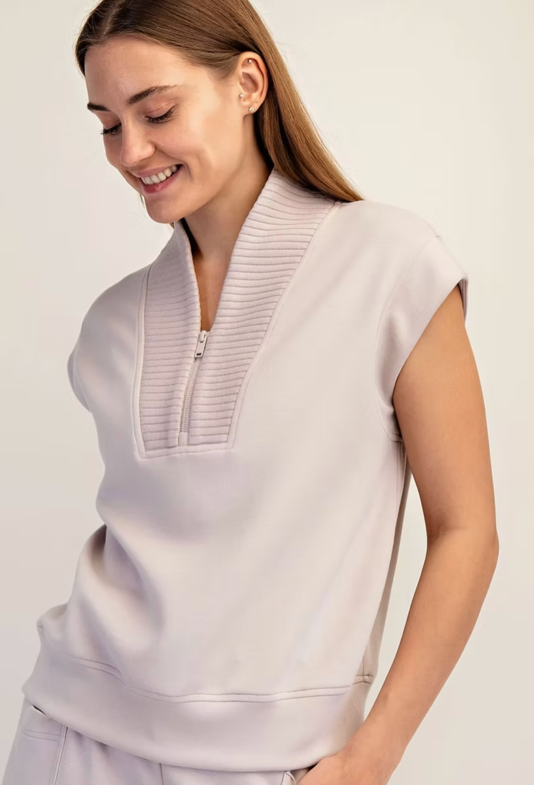 Modal Scuba 1/4 Zip Sleeveless Top & Crop Pant Set
