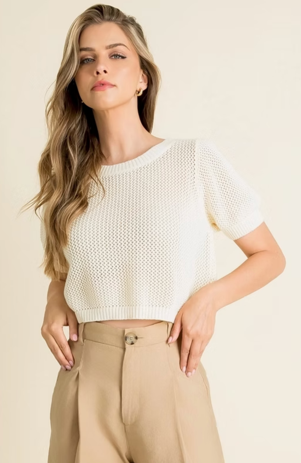 Knit Short Sleeve Sweater Top