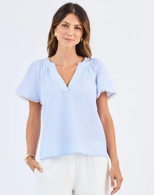 Lori Blue Seersucker Top - Mary Square