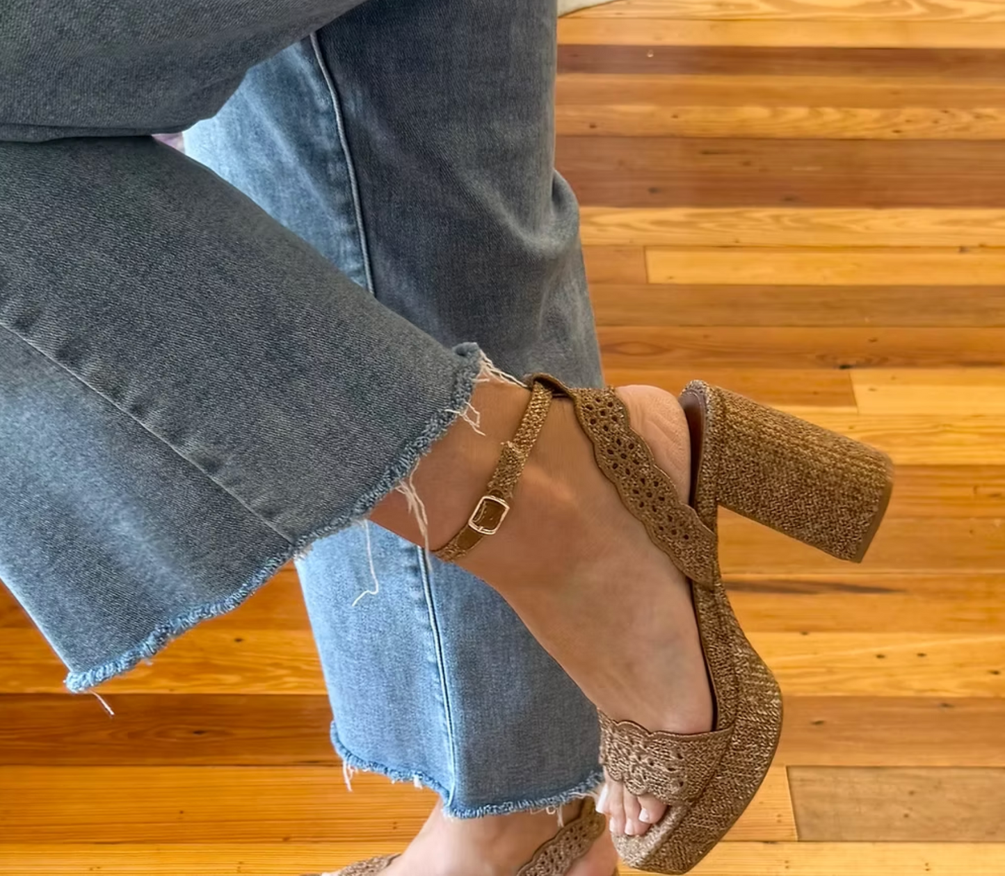 Maiden Raffia Platform Heel