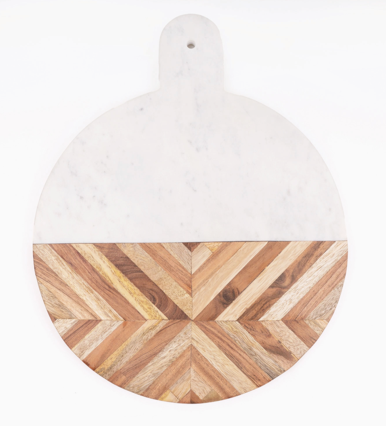 Marble and Wood Round Serving Board