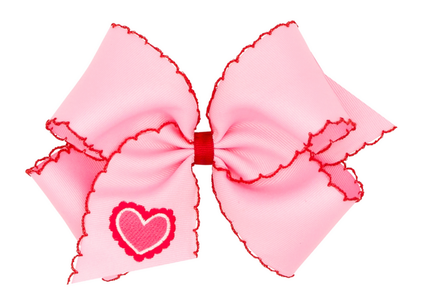 Valentine Heart Embroidered Moonstitch Bow -King