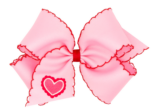 Valentine Heart Embroidered Moonstitch Bow -King