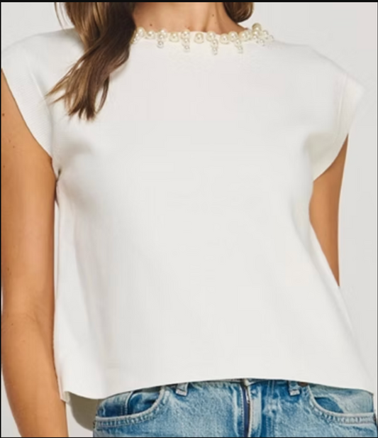 Pearl Neck Knit Top