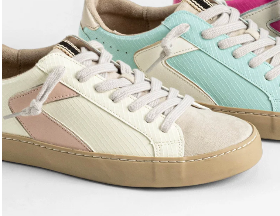 Robbie Sneaker - Taupe Snake Pink