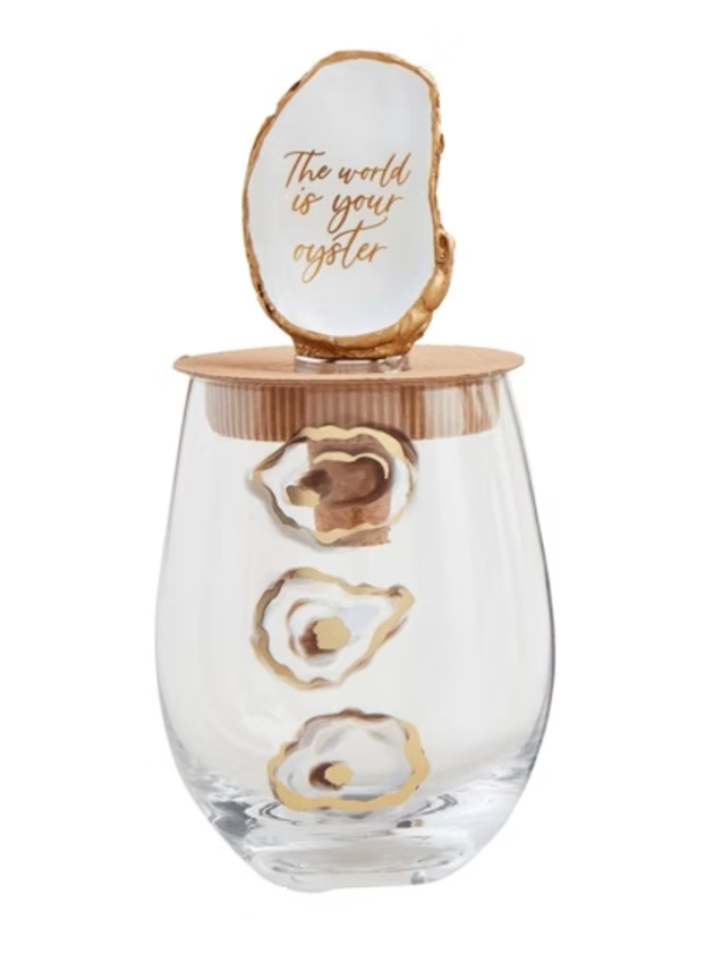 Oyster Wine Glass and Stopper Set