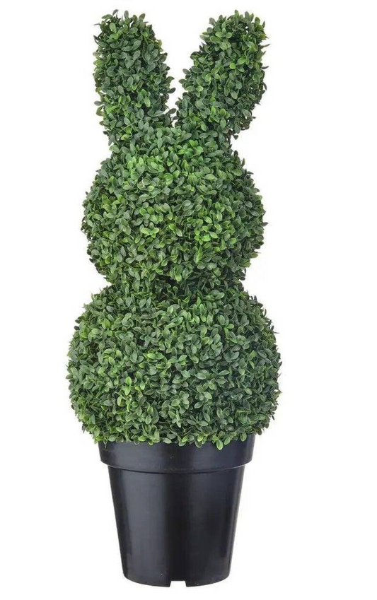 32" UV Protected Boxwood Bunny Topiary