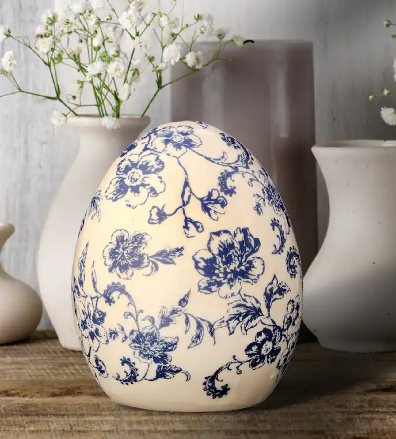 Ceramic Toile Egg 5"