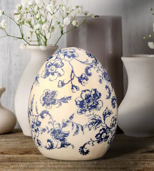 Ceramic Toile Egg 5"