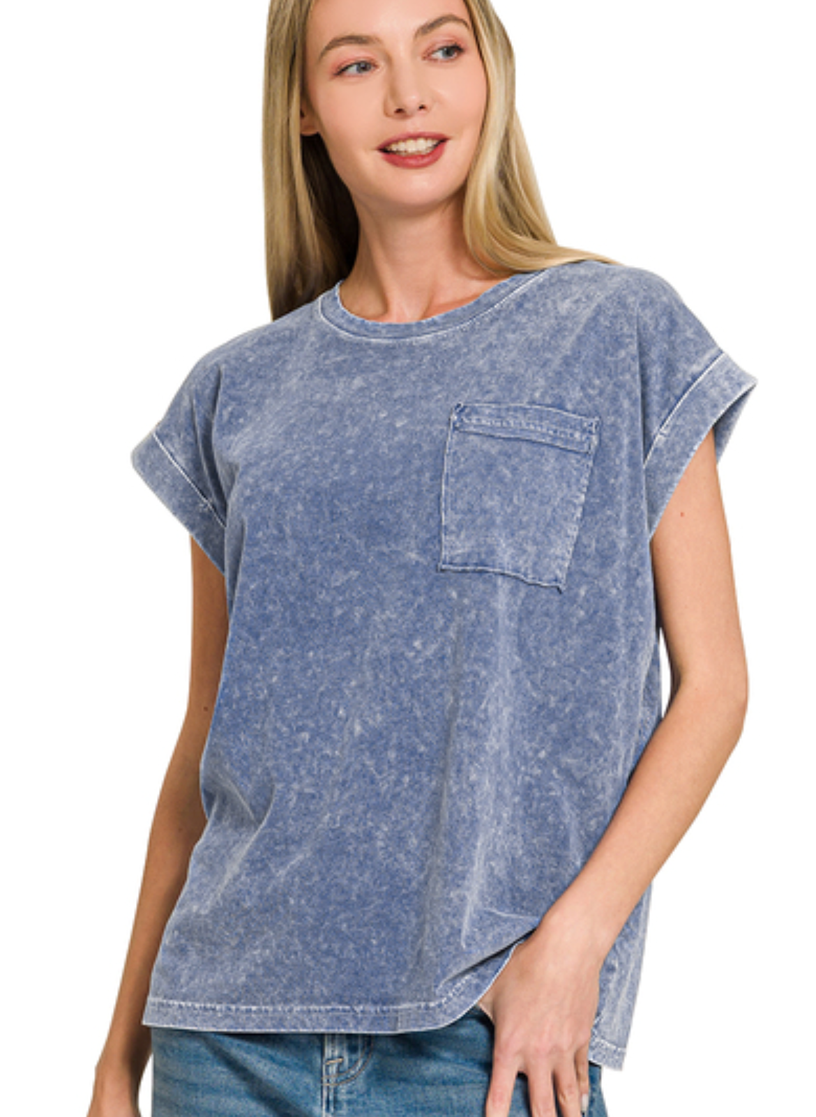 Snow Washed Cuff Tee