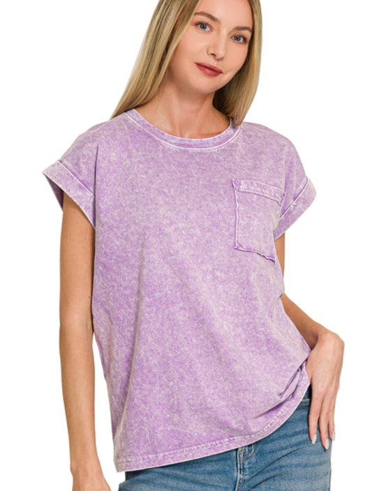 Snow Washed Cuff Tee