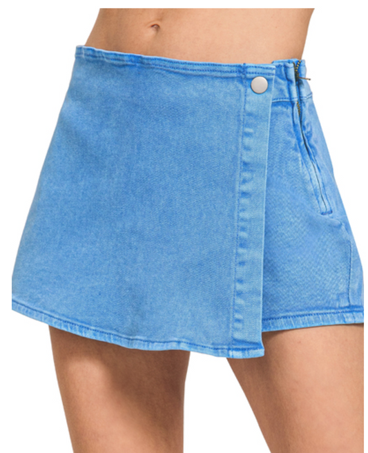 Washed Denim Skort