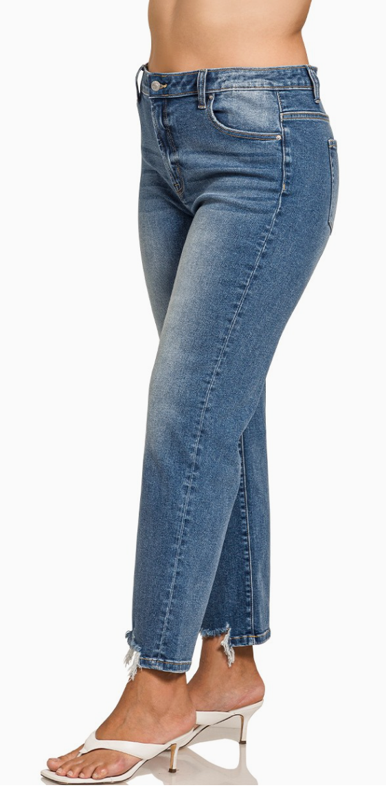 Distressed Hem Jeans - Plus