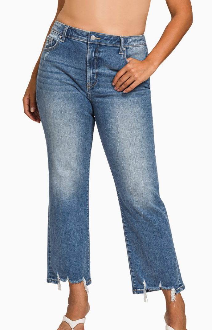Distressed Hem Jeans - Plus