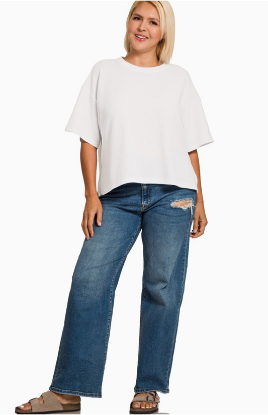Side Slit Knit Tee - Plus