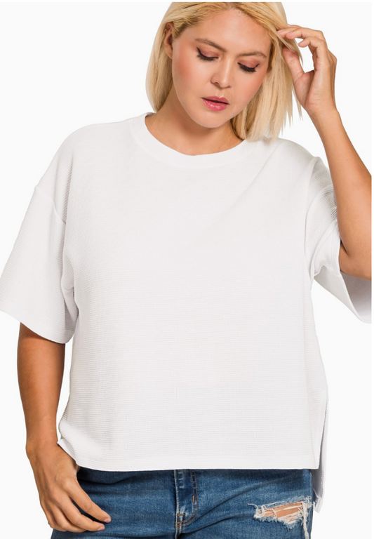 Side Slit Knit Tee - Plus