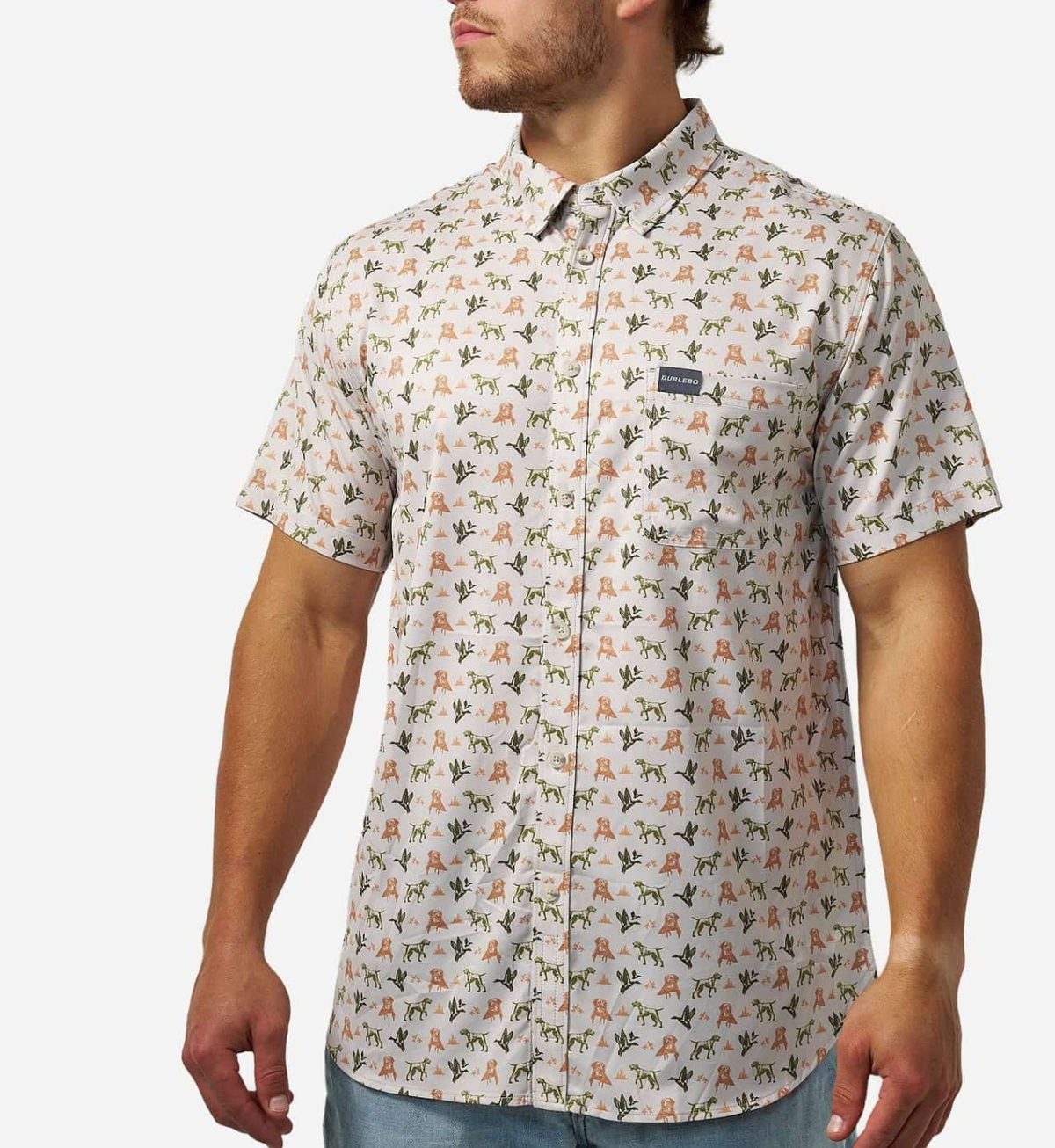 Burlebo Adult Performance Button Up- Mallard Duck Dog