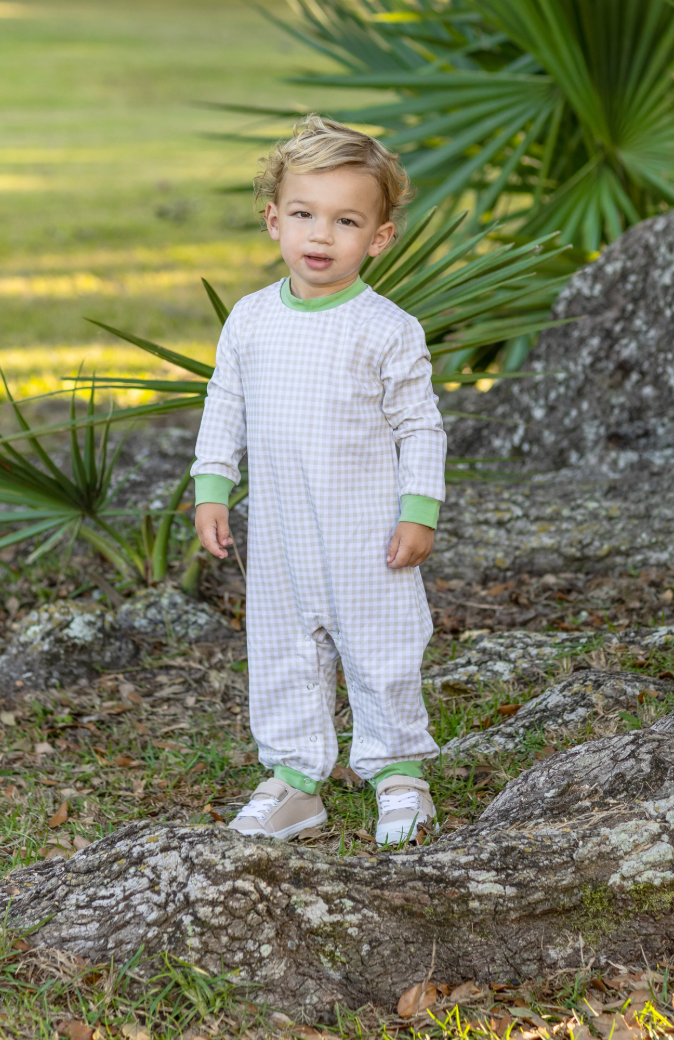 Miller Romper Knit - Khaki Gingham