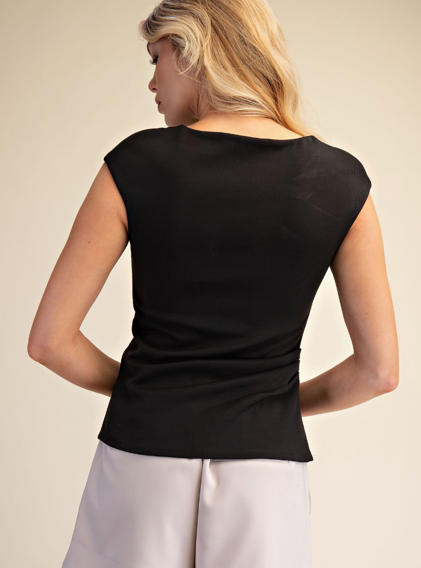 Side Draped Cap Sleeve Top