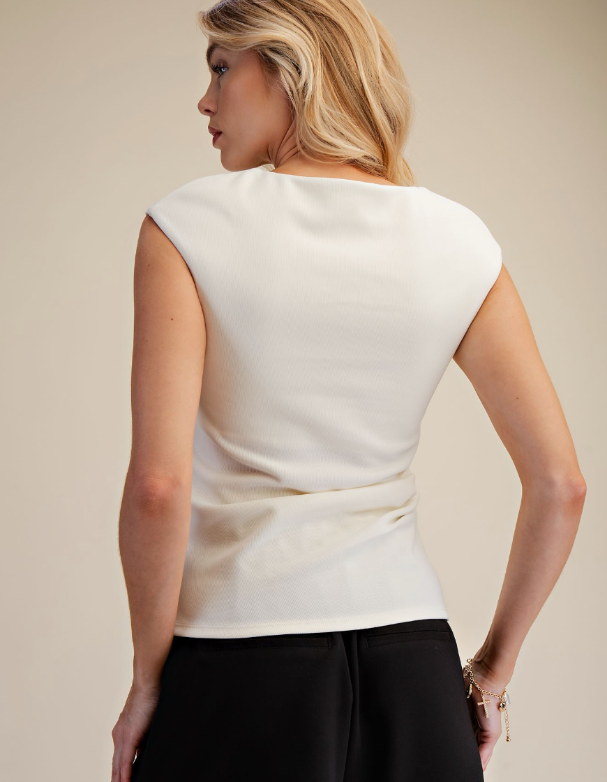 Side Draped Cap Sleeve Top