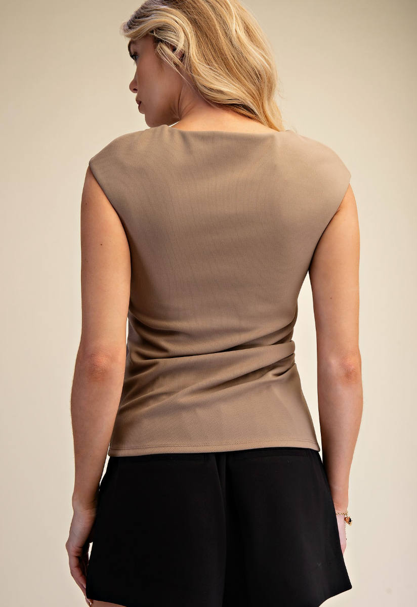 Side Draped Cap Sleeve Top