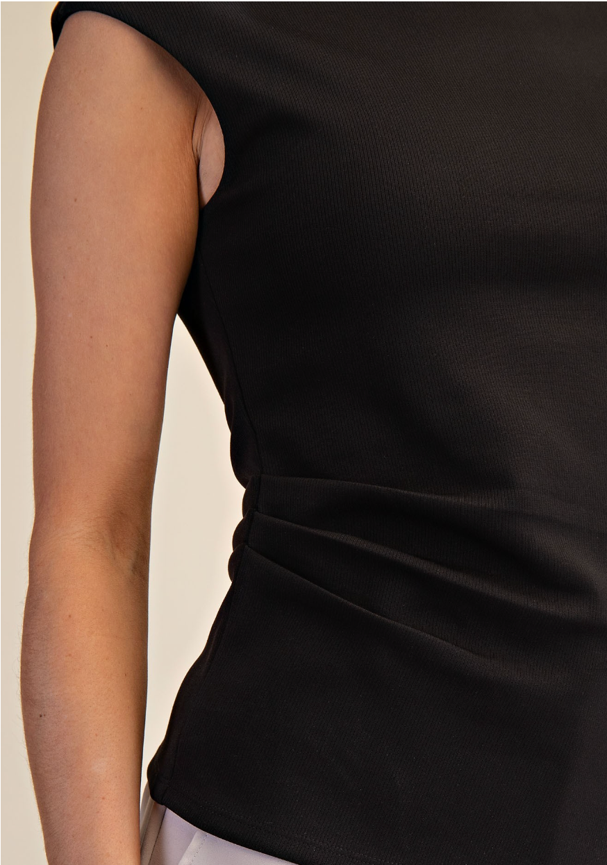 Side Draped Cap Sleeve Top