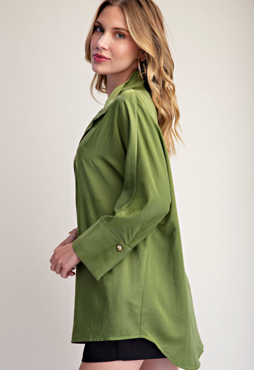 Stand Collar Dolman Sleeve Tunic Top