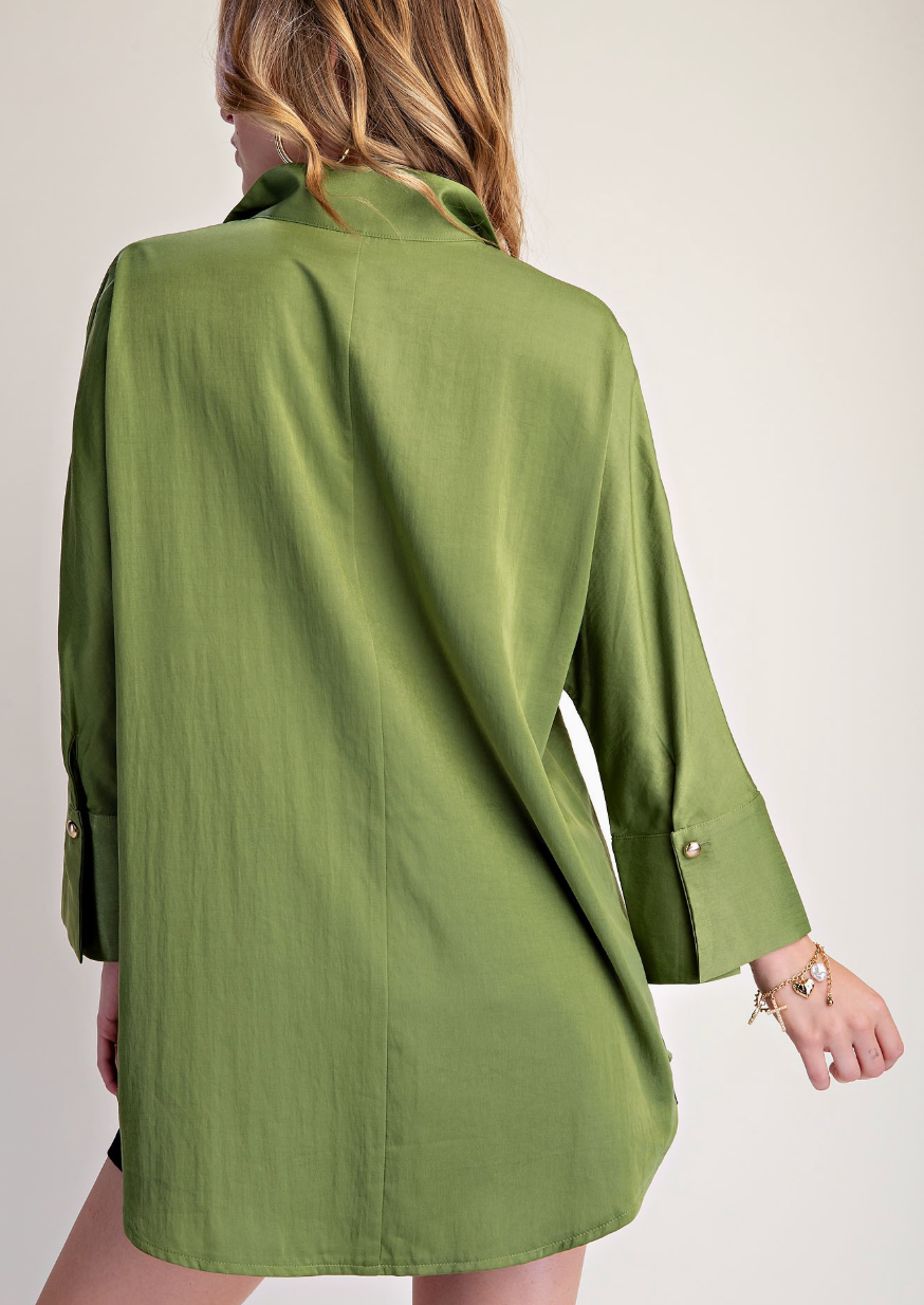 Stand Collar Dolman Sleeve Tunic Top