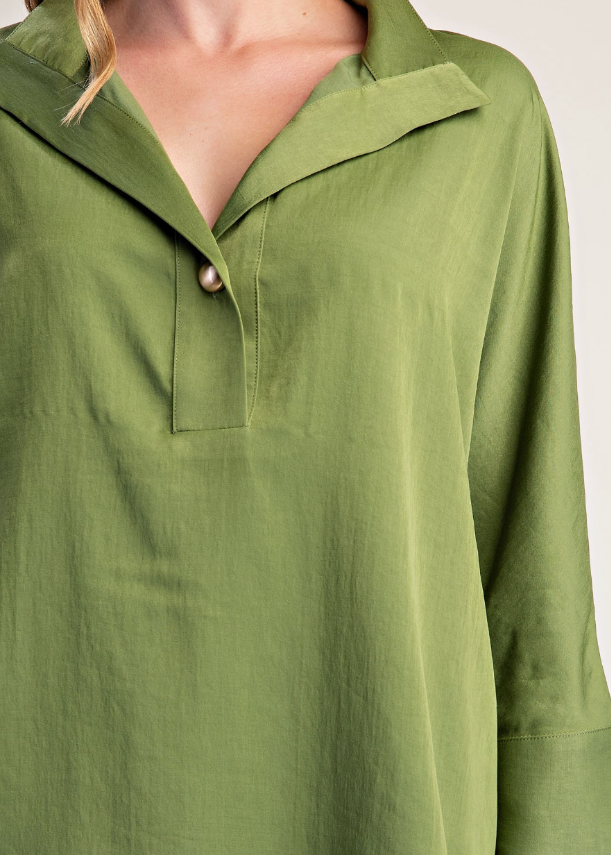 Stand Collar Dolman Sleeve Tunic Top
