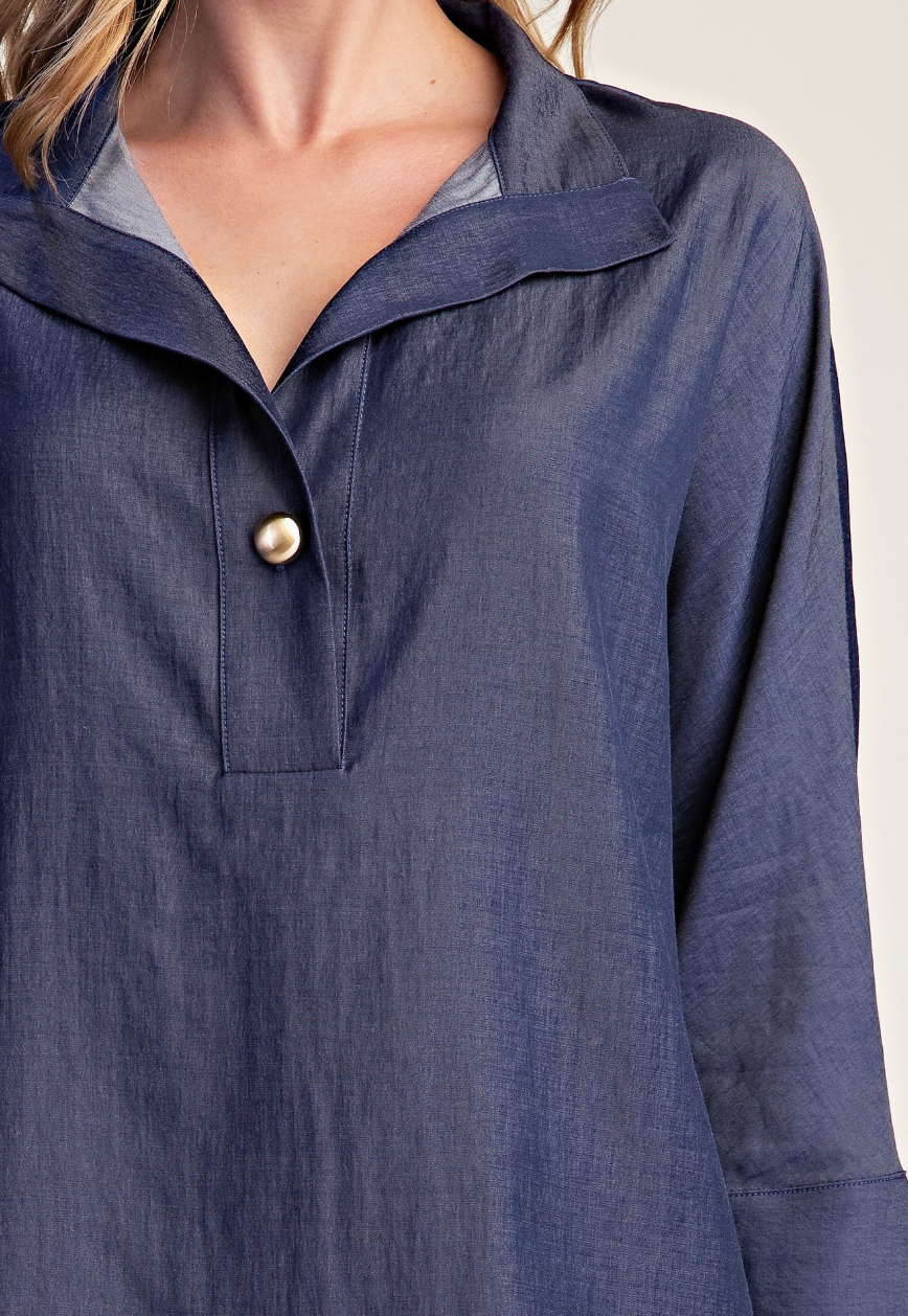 Stand Collar Dolman Sleeve Tunic Top