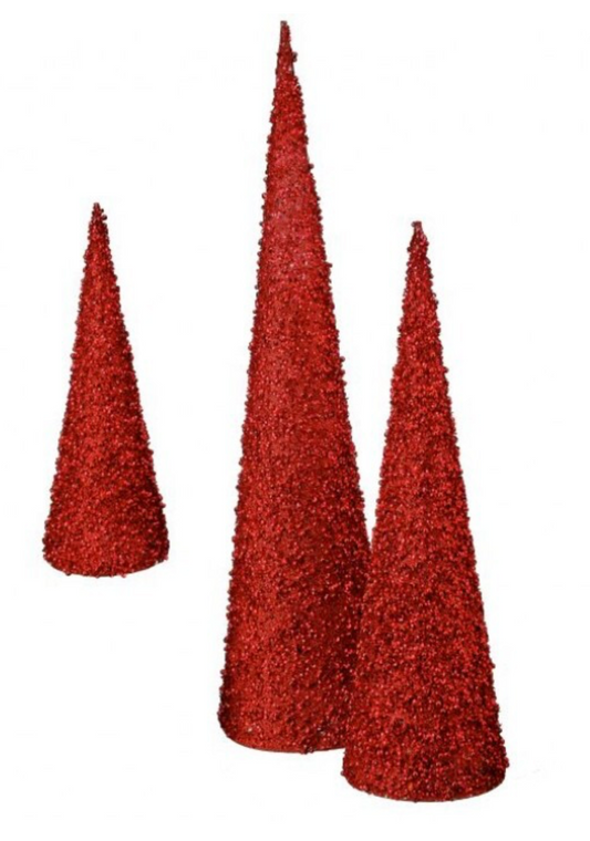 Glitter Cone Trees - Set of 3