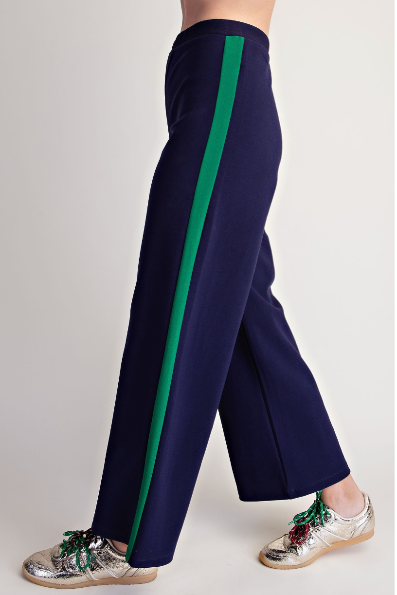 Contrast Trim Sleeveless Top &amp; Wide Leg Pants Set