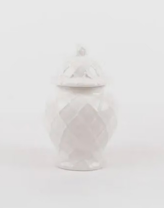 White Textured Ginger Jar - Large
