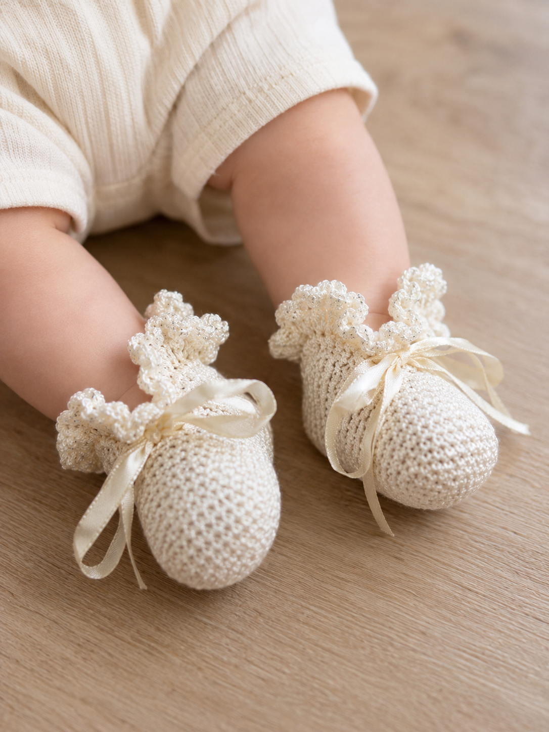 Ivory Ruffle Heirloom Booties