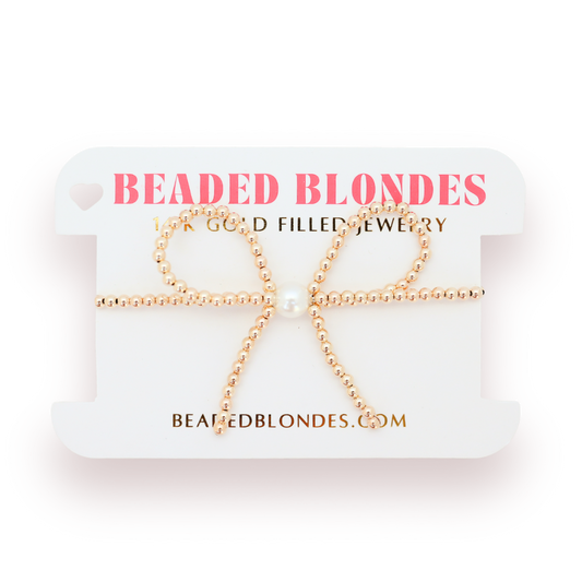 Beaded Blondes - Gold Bow Bracelet