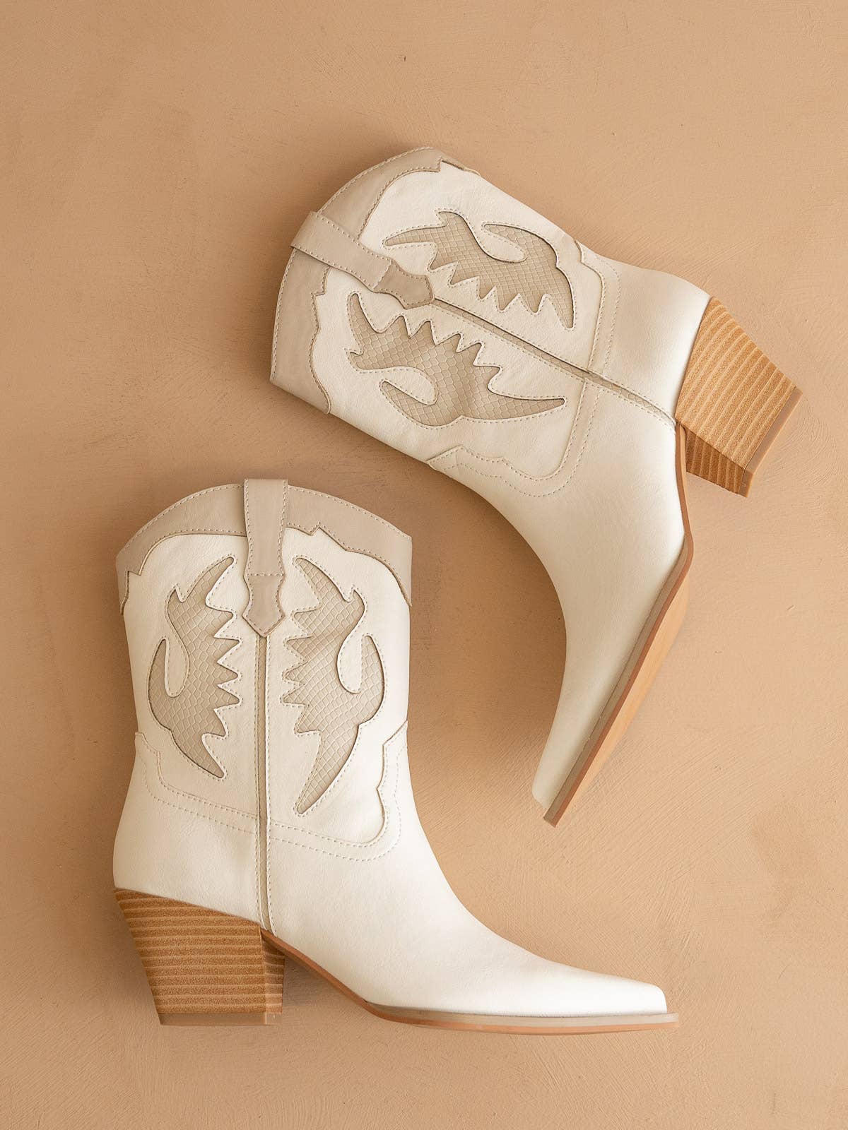 The Houston White | Layered Panel Cowboy Western Boot