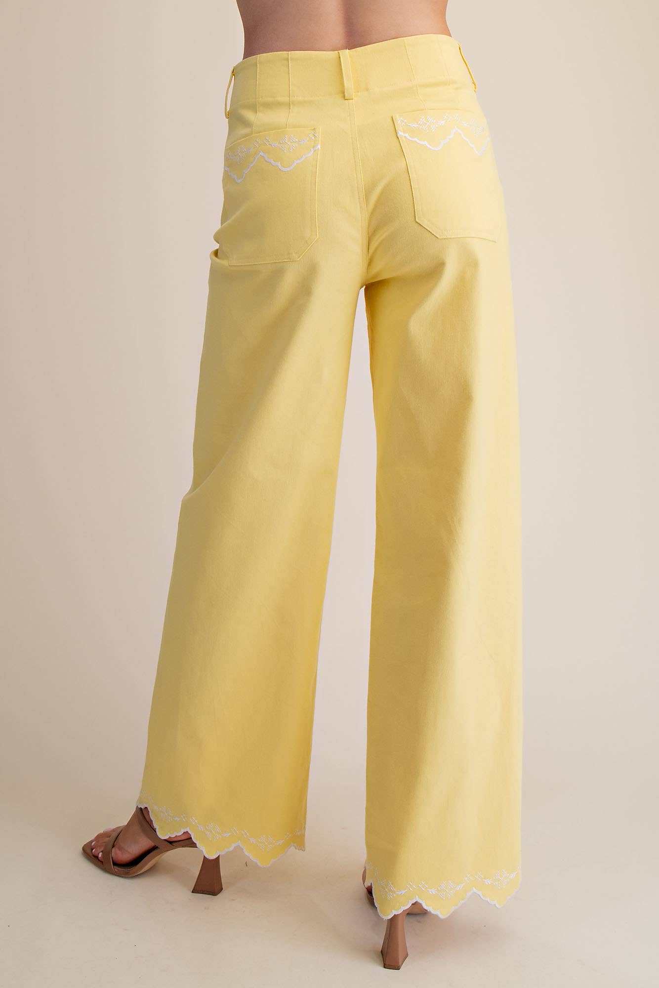 Embroidered Hem Pants