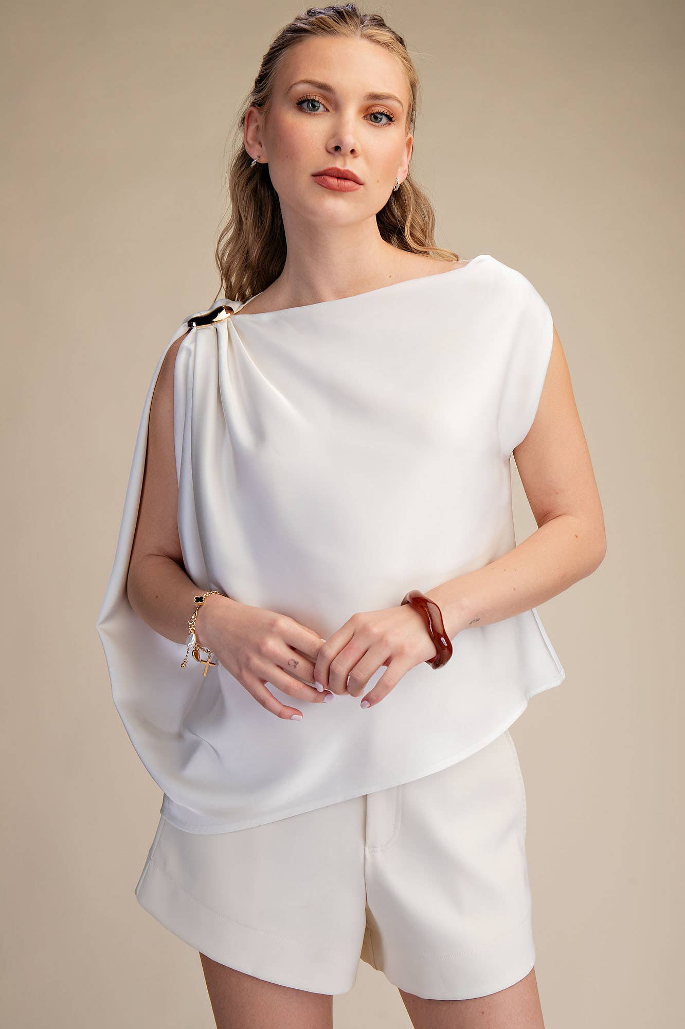 Asymmetrical Satin Top