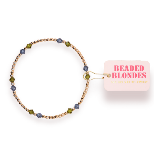 Beaded Blondes -Charlotte Bracelet in Denim and Olive