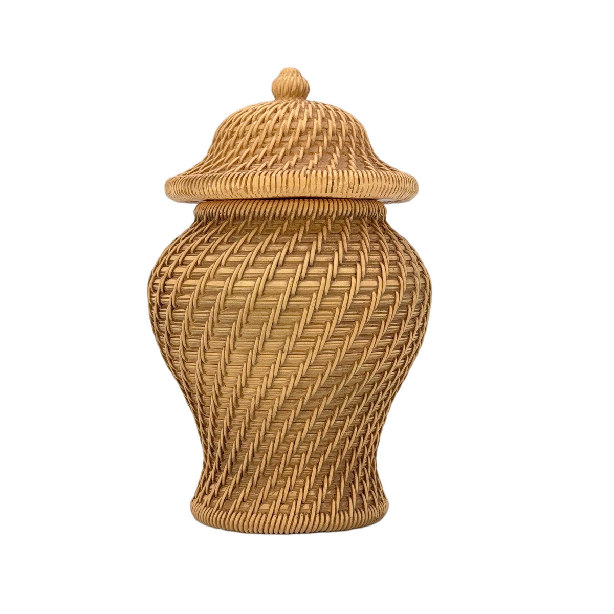 8" Faux Wicker Polyresin Ginger Jar