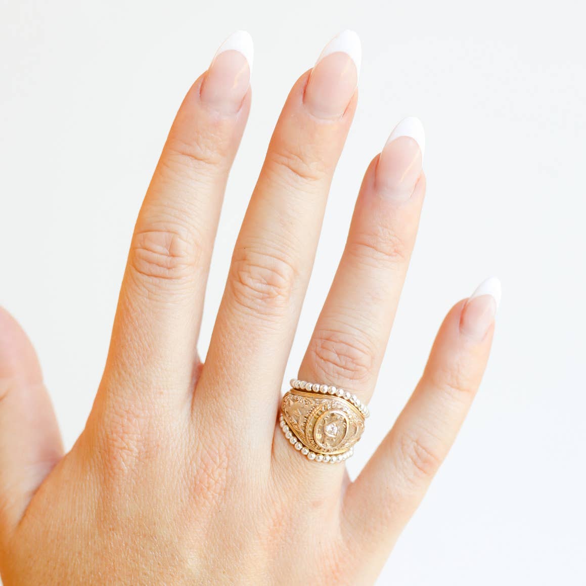 Lexi Beaded Band in Silver