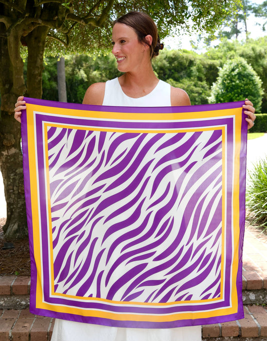 Harper Striped Scarf Large Purple Gold
