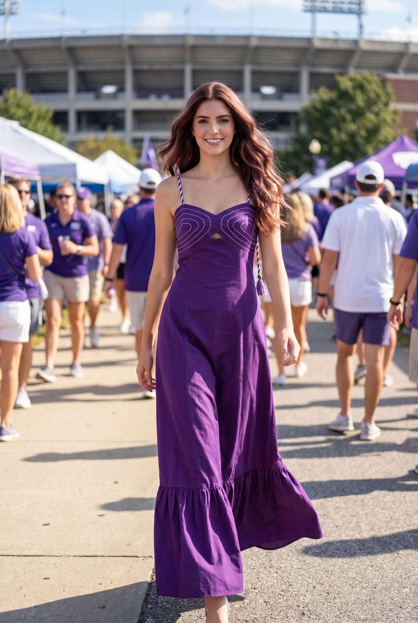 Purple Braided Strap Maxi Dress