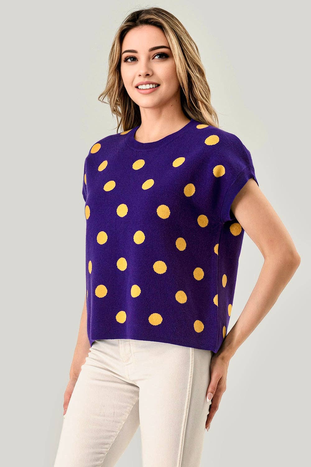 Purple Polka Dot Sweater Top
