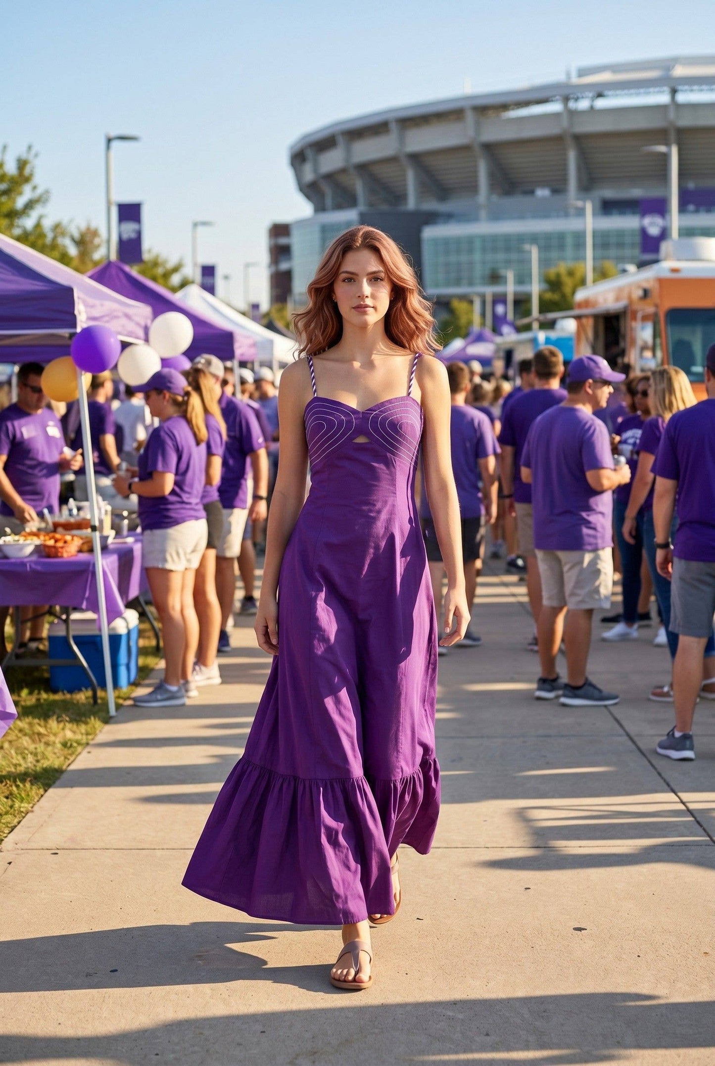 Purple Braided Strap Maxi Dress