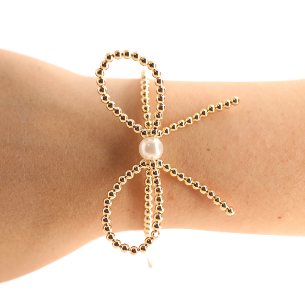 Beaded Blondes - Gold Bow Bracelet