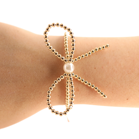 Beaded Blondes - Gold Bow Bracelet