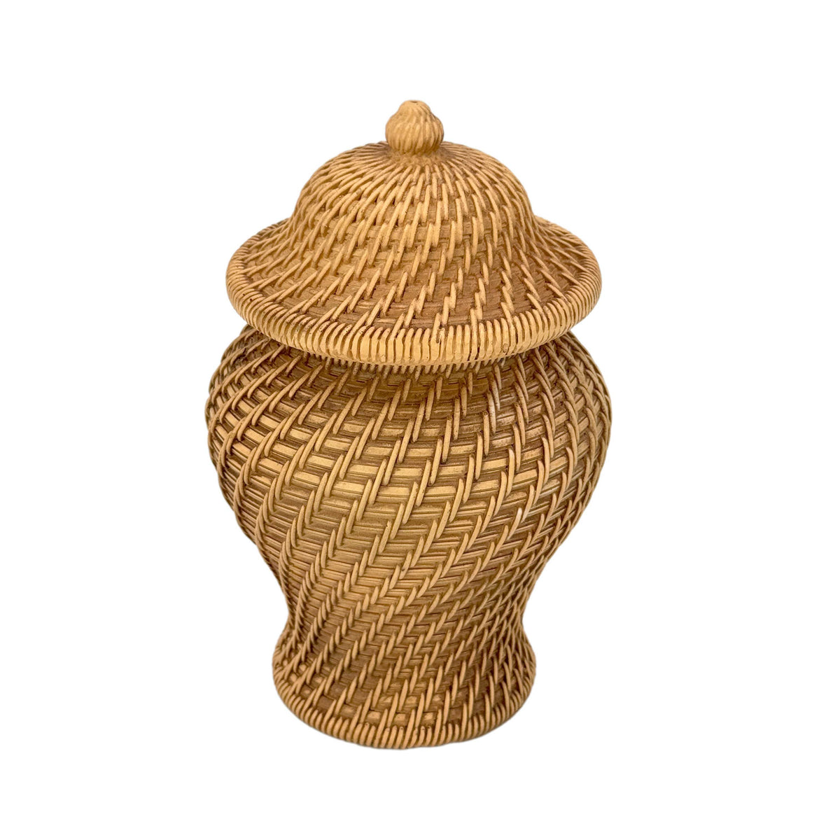 8" Faux Wicker Polyresin Ginger Jar