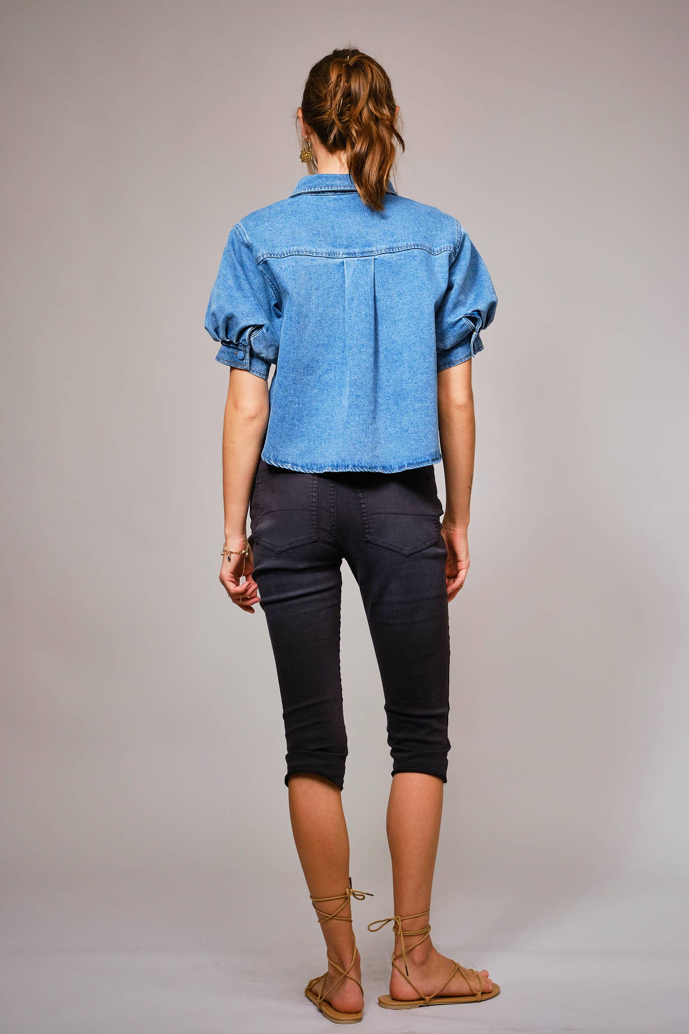 Denim Puff Sleeve Blouse